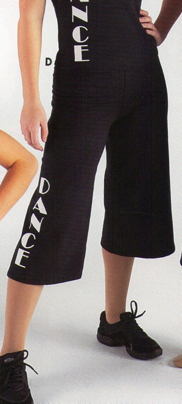 "DANCE" Wide leg Capri PANTS Black Cotton Spandex Child Ladies Great coverup gallery