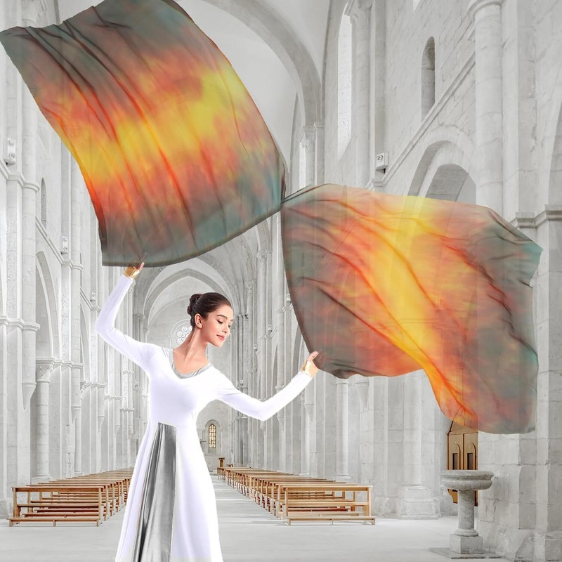 54"x45" Worship Flags for Church Praise Dance Women Art Show Chiffon Flags Flex gallery