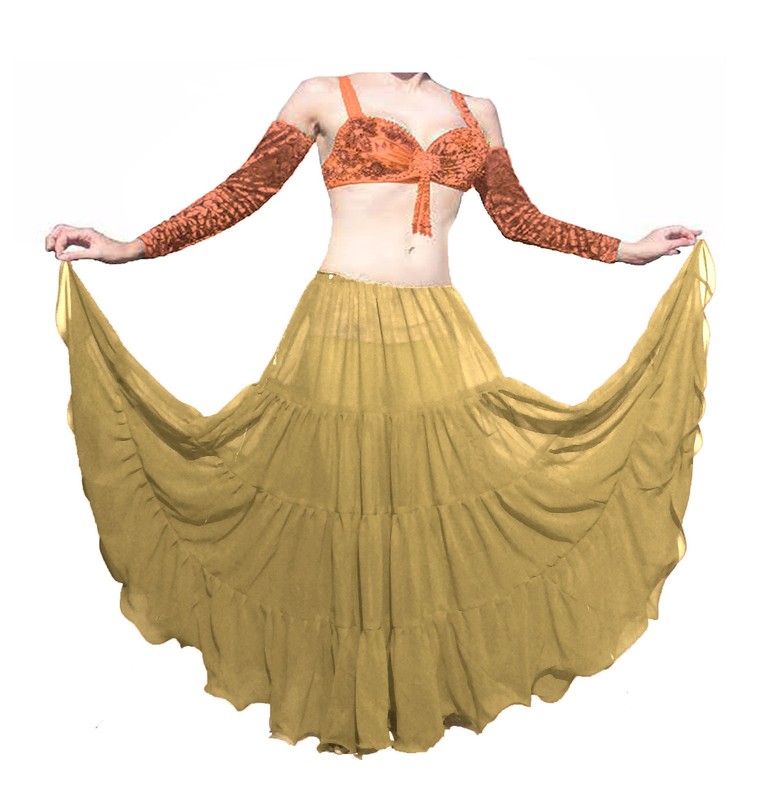 16 Yard Chiffon Belly Dance Skirt 4 Tier Full Circle Gypsy Tribal Costume C4