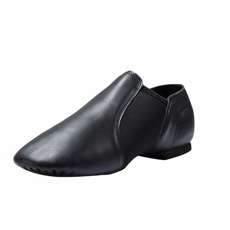 Leather Upper Slip-on Jazz Dance Shoe for Women Men’s Dance Shoes Black 8.5M