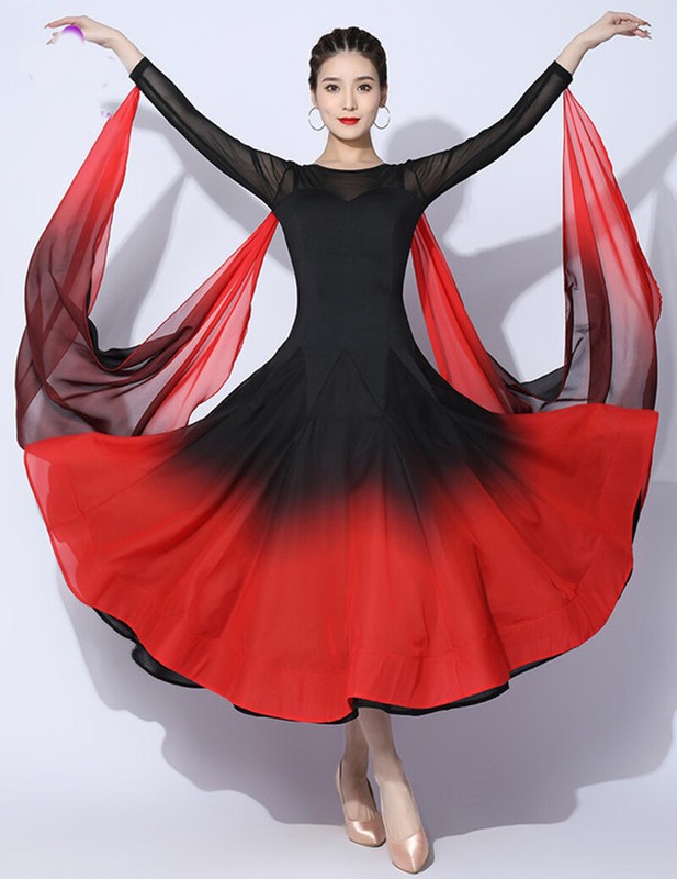 Modern Latin Dance Performance Ballroom Waltz Tango Standard Long Dress gallery