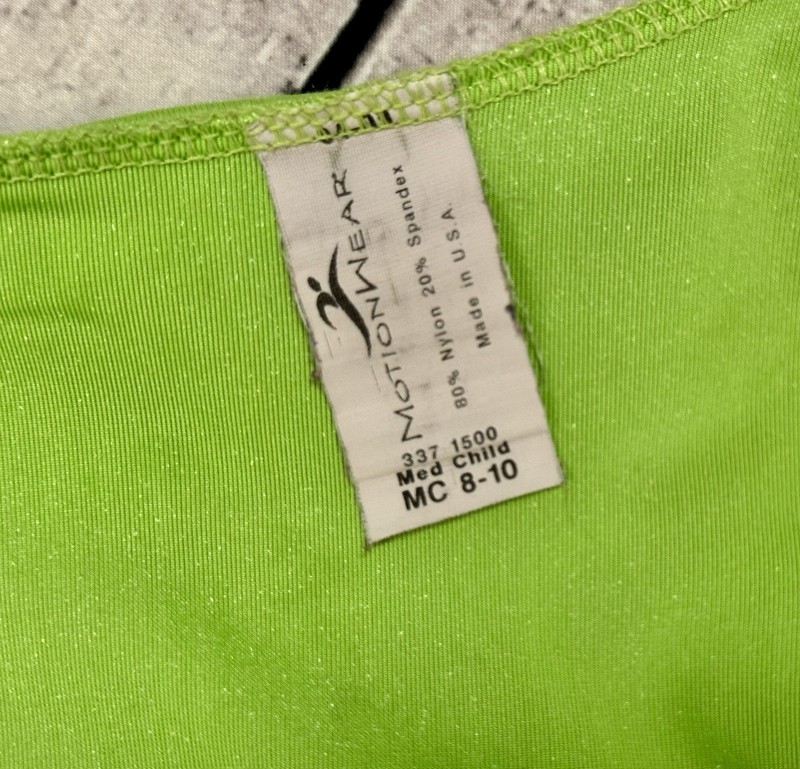 Girls gymnastics Green leotard/biketard w/ bow back 8-10 gallery