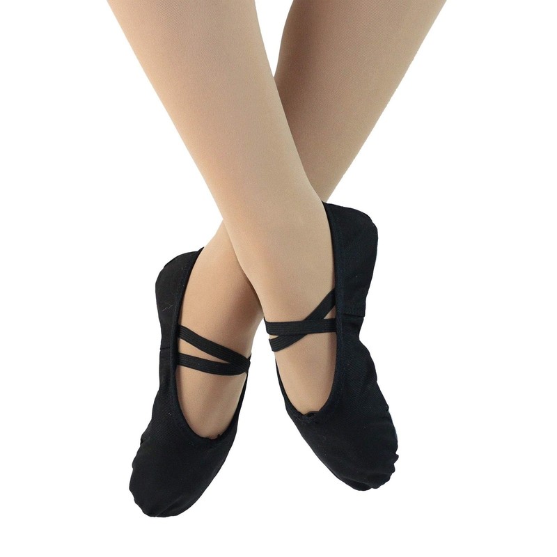 Danzcue Adult Canvas/Leather Ballet Shoes 7.5 Canvas-black gallery