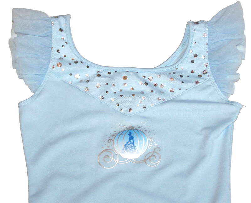 Capezio Disney Princess Cinderella Leotard Bodysuit Flutter Slv New Girl XS 5 6 gallery