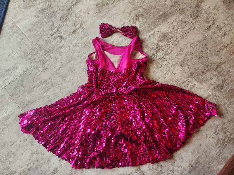 WEISSMAN 'Dear Future Husband' Lipstick Hot Pink Sequin Dress with Shorts IC 7/8 gallery