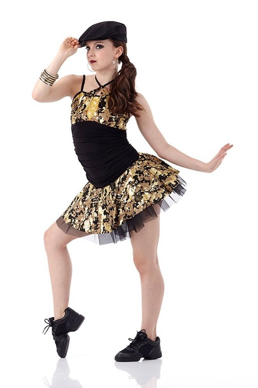 Camouflage Jazz Dance Costume – Can’t Hold Us Gold – Child Medium