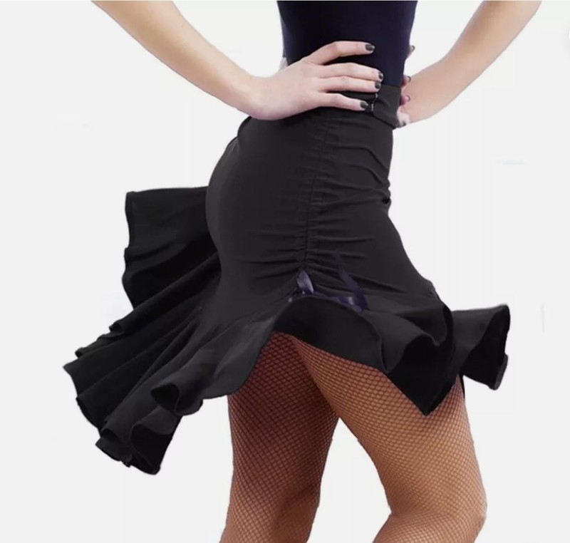 Ladies Dancing Short Skirt Belly Latin Tango Training Ballroom Dancewear Salsa