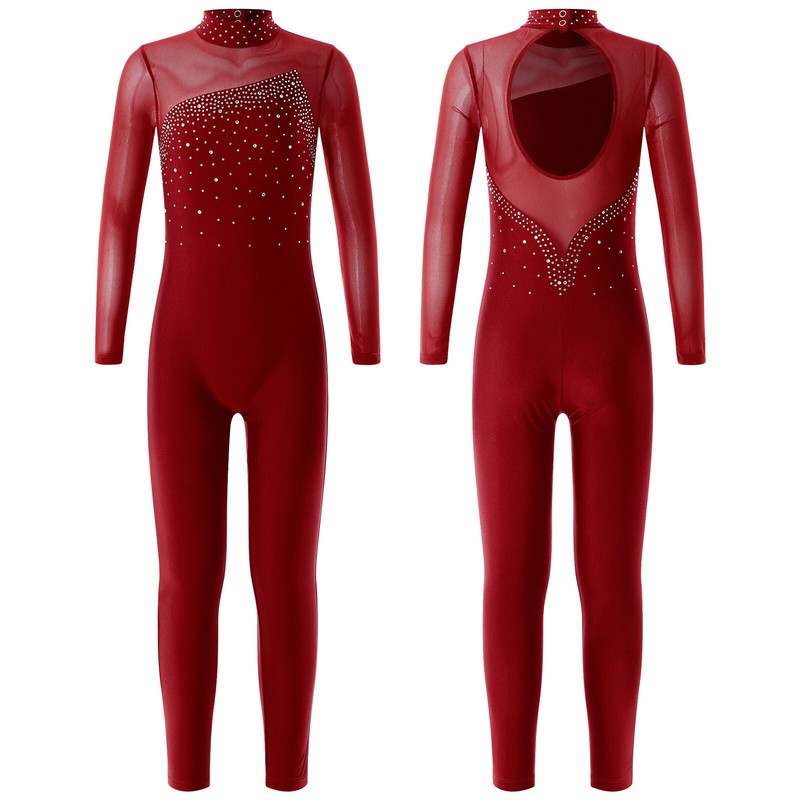 Girls Skating Bodysuit Ballet Dance Unitard Gym Dance Leotard Dance-wear Catsuit