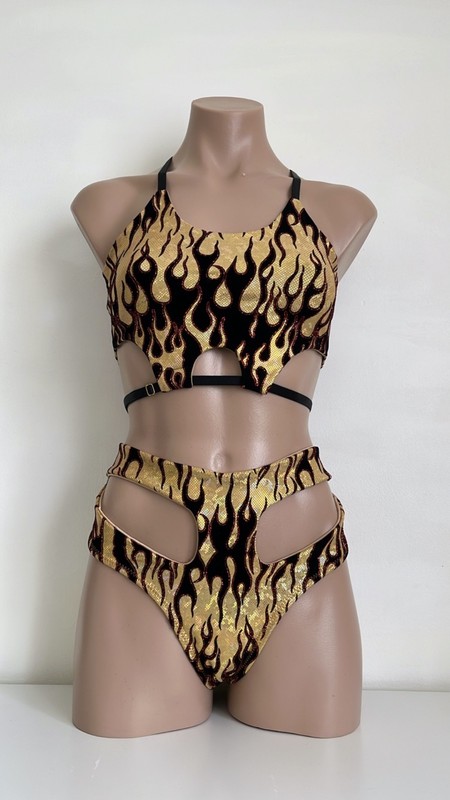 Schminke 🔥 flame baby evils hell dance set Polewear to bottoms bra top goth gallery
