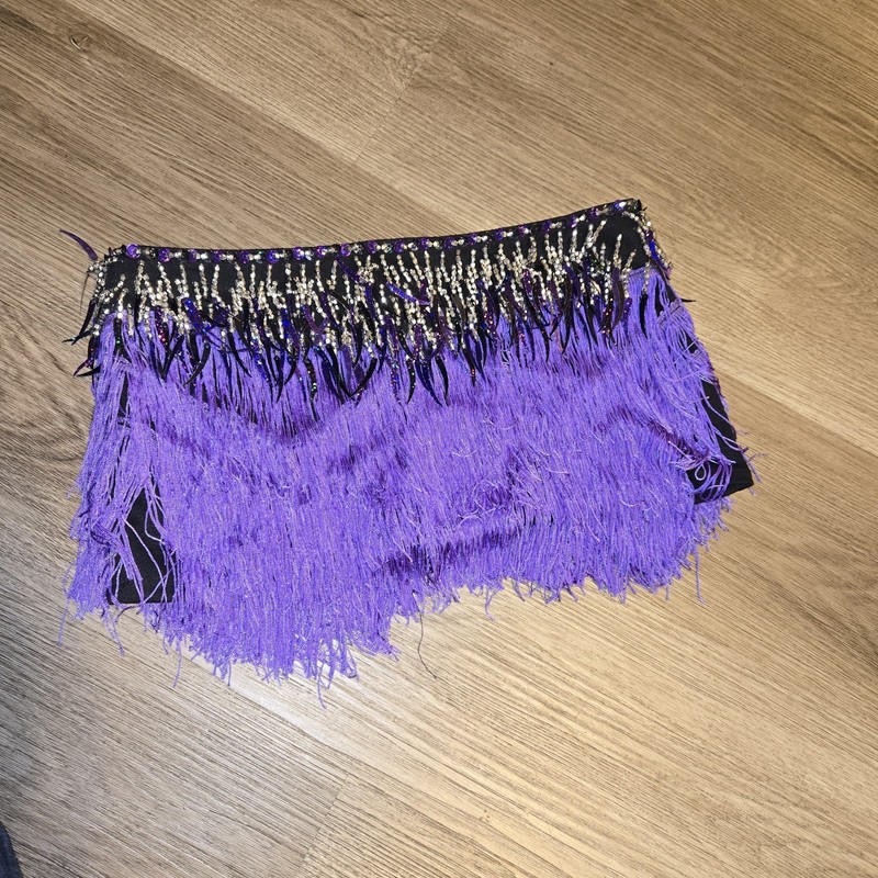 Sequin Fringe Mini Skirt Purple Black Dance Costume Rave Festival Performance