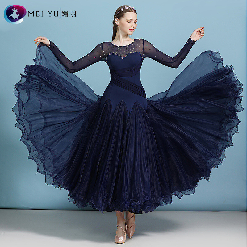 Adult Modern National Standard Dress Performance Dress Rhinestone Long Sleeve gallery