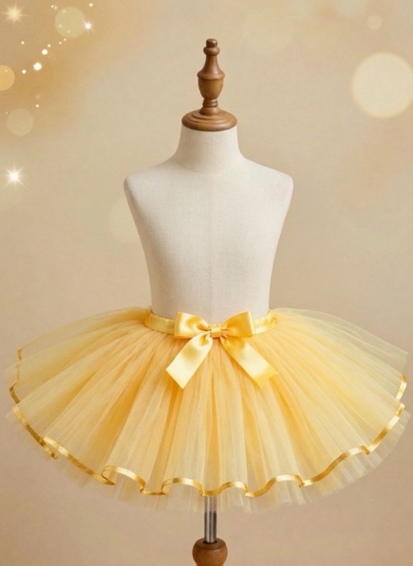 Girls Blue Tulle Tutu Skirt with Satin Bow Ribbon Trim, One Size gallery