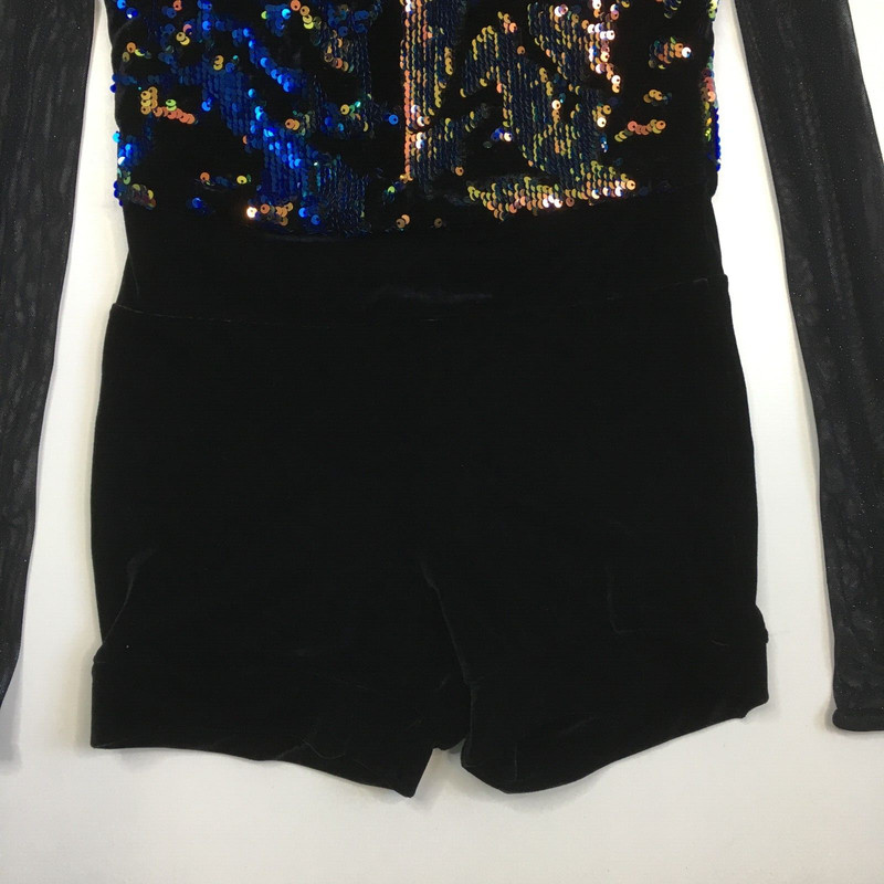 WEISSMAN Black MultiColor Sequin Dance One Piece Romper Womens sz Small/XS gallery
