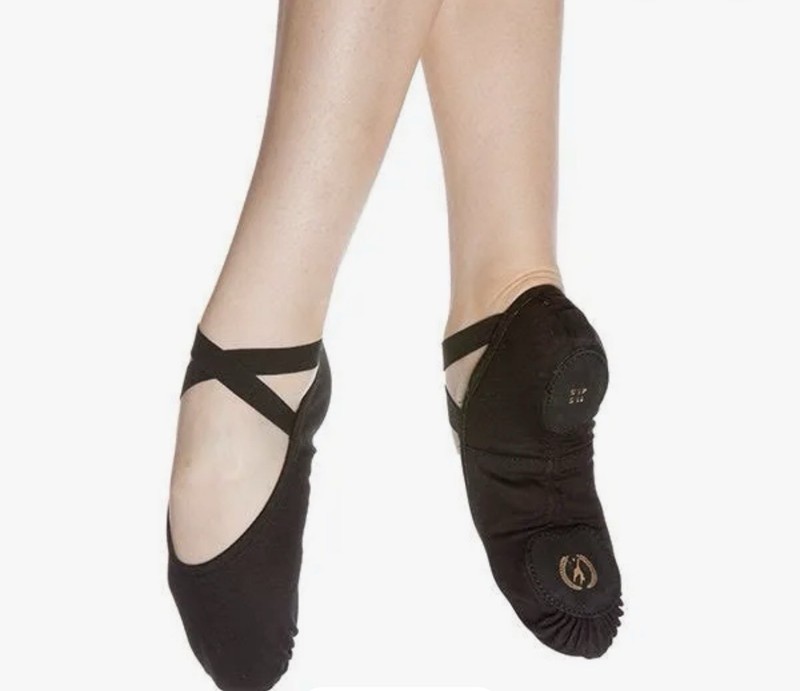 NEW Eurotard Adult Assemblé Split Sole Canvas Ballet Shoe BLACK US 6 M A1004A