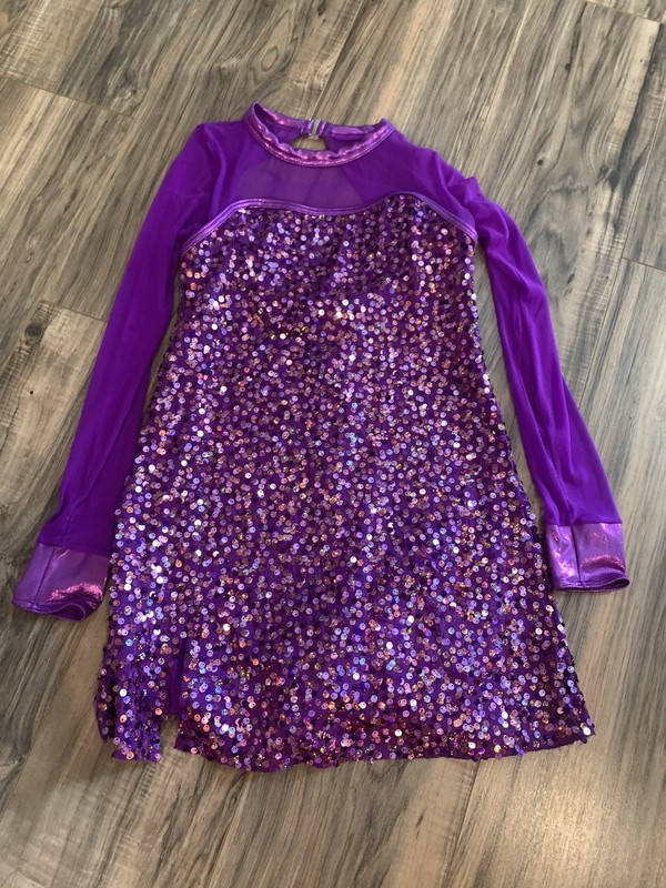 WEISSMAN Size LC Large Child Dance Costume Sequins Sparkles Jazz Tap Purple