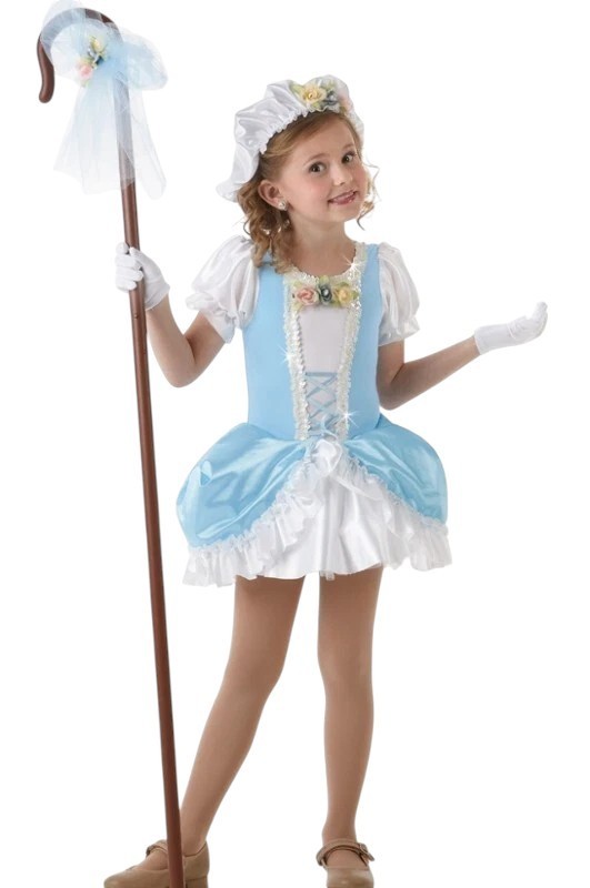 Lot of 7 Little Bo Peep 6-Child X-Small & 1-Small Dance Costume Dress & Gloves