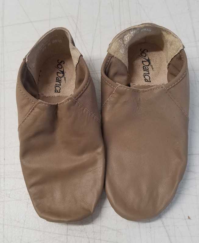 So Danca Jazz Boot Dance Shoes Sz 3.5L JZ-45 Tan Leather Split Rubber Sole 4020