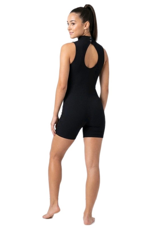 Gilda Marx Y2K High Neck Cotton Biketard Singlet Keyhole Black Adult XS (Y/J)