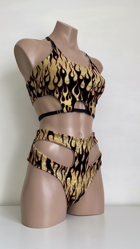 Schminke 🔥 flame baby evils hell dance set Polewear to bottoms bra top goth gallery