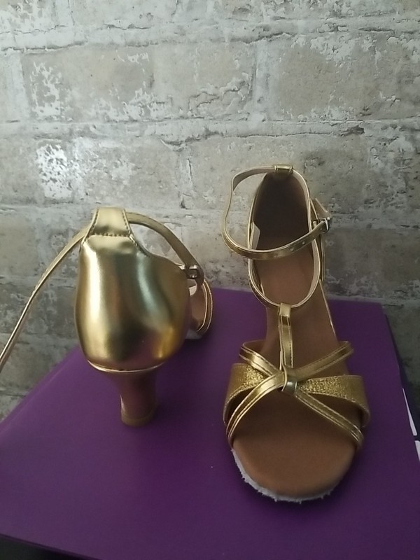 Gold Partial Glitter Ballroom Dance Shoes gallery