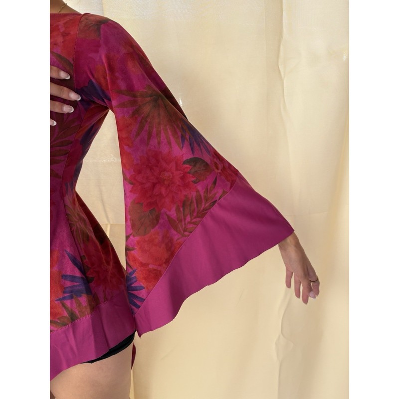 Ballroom Competition Dress S / M Velvet Purple Pink Unique Floral vintage gallery
