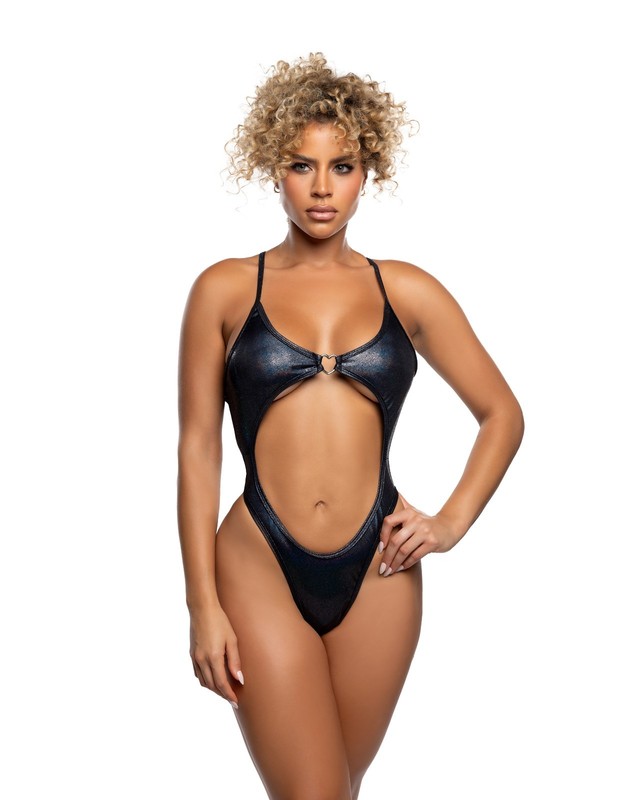 Roma 1PC Shimmer Bodysuit with Heart Ring Dancewear
