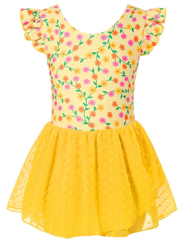 Ballet Leotard for Girls Dance Leotards with Skirt Toddler 4T Ruffle Sleeve B…