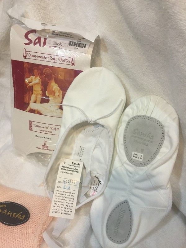 Sansha Canvas ballet dance shoe Demi-Pointe WHITE SILHOUETTE sz 4-17 ADULT