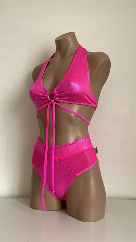 Schminke 🤖 Hybrid set pole dance wear wet hologram mesh bottoms briefs halter gallery