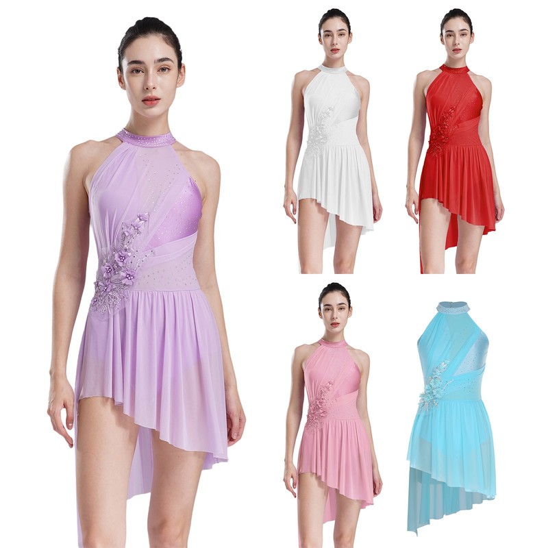 Women Dresses Dance Leotard Irregular Dress Lyrical Leotards Gymnastics Rompers gallery