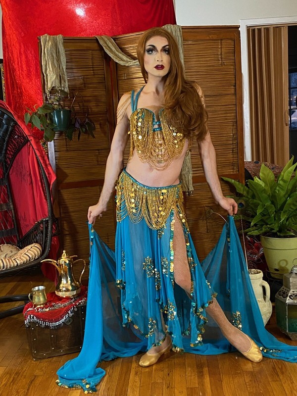 Abla turquoise and gold belly dance costume