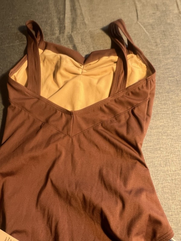 NWT Da'Dance Juniors Small 5-7 Sleeveless Leotard Mesh Lined Chocolate Brown gallery