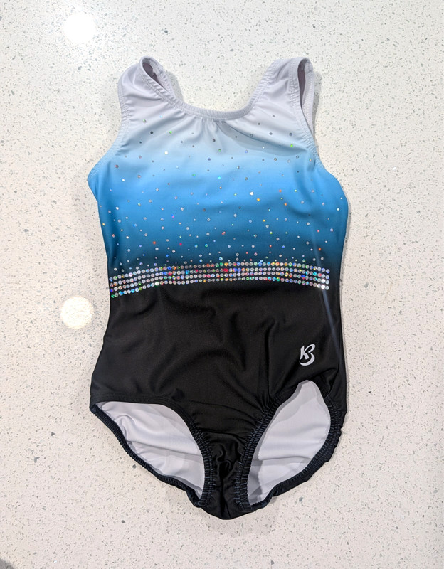 COMPETITION KBee Child Medium 9/10 Gymnastics Dance Leotard Blue Ombre Momentum