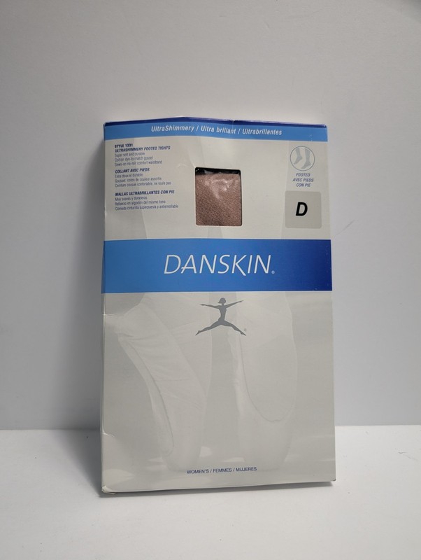 Danskin UltraShimmery Footed Tights Style 1331 Toast Color Size D New In Box