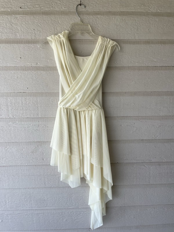 Weissman Girls Ivory Mesh Asymmetrical Dance Dress Costume Size MA