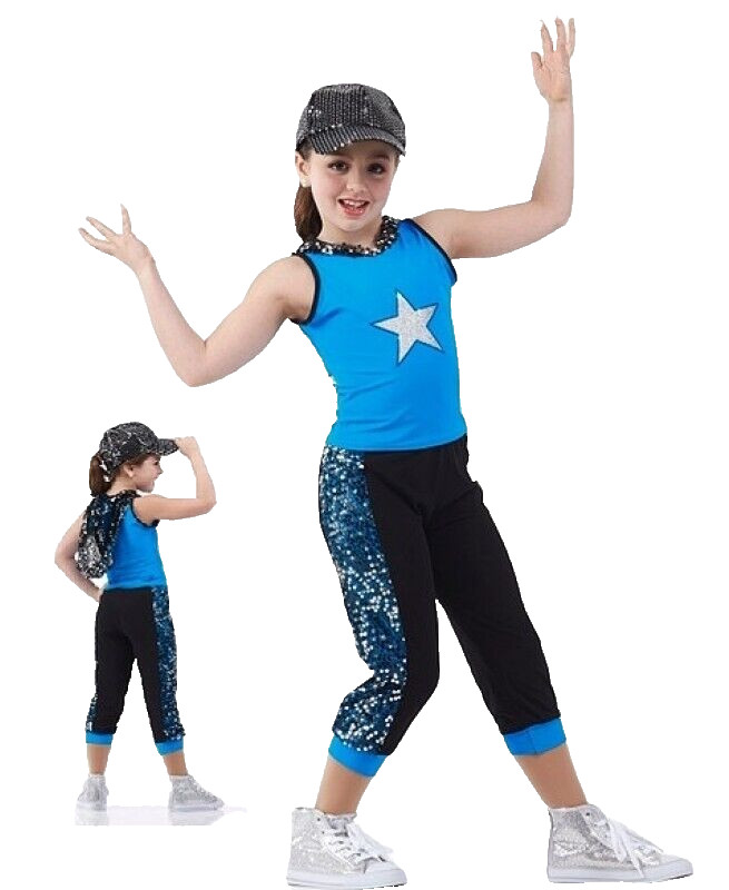 Lot of 6 Let’s Move Child 5-CXS & 1-CS Dance Costume Hooded Top & Crop Pants