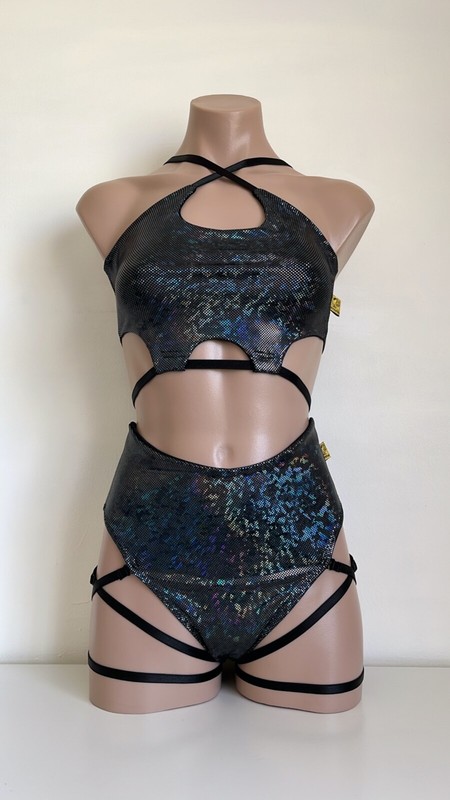 Schminke 😽 Baby Evils bra top dance set Pole-wear pleasure bottoms hologram gallery
