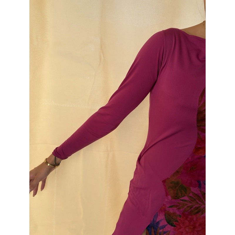 Ballroom Competition Dress S / M Velvet Purple Pink Unique Floral vintage gallery