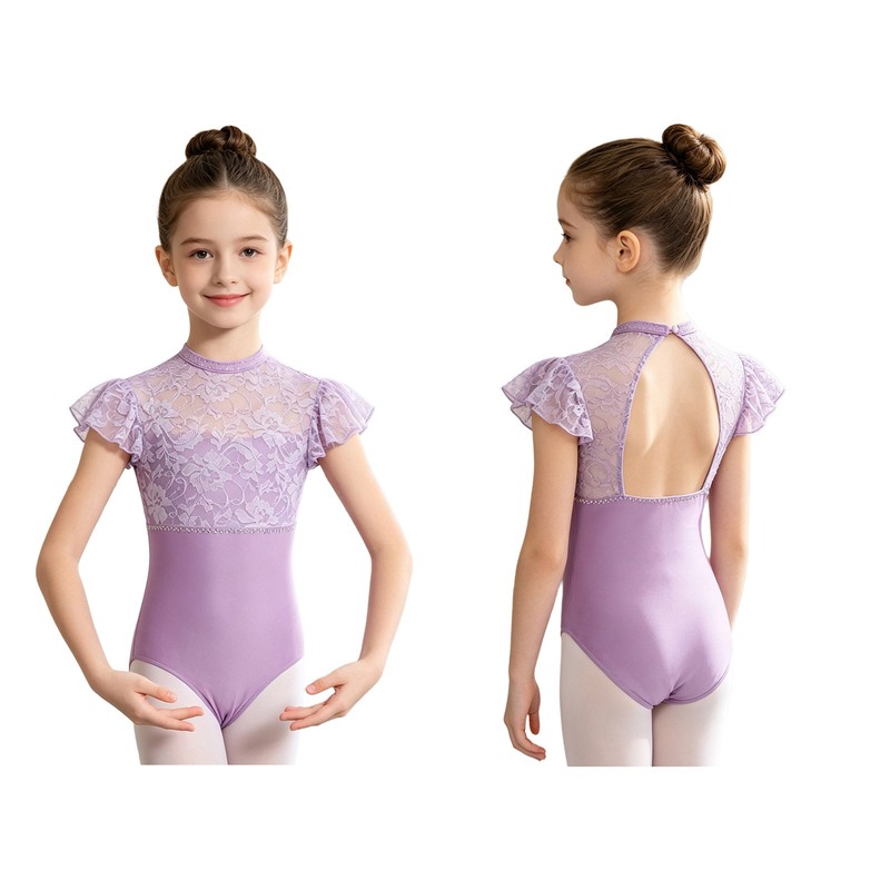 Kids Girls Costume Gymnastics Bodysuit Rhinestones Leotard Shiny Rompers Stage