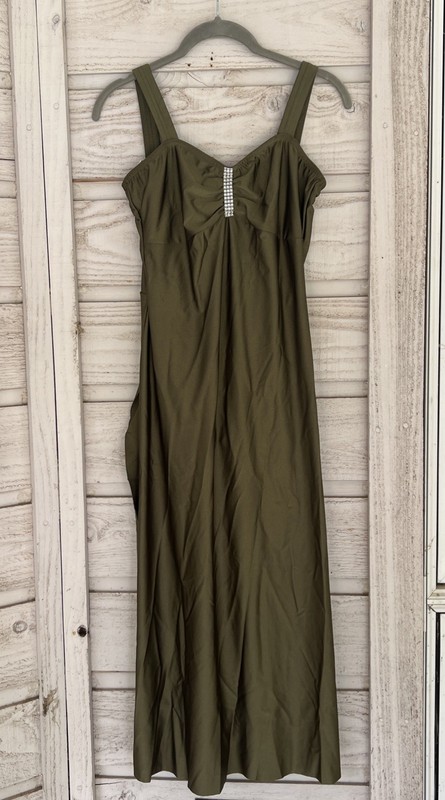 Kelle custom dance solo lyrical costume olive green MA Medium Adult gallery