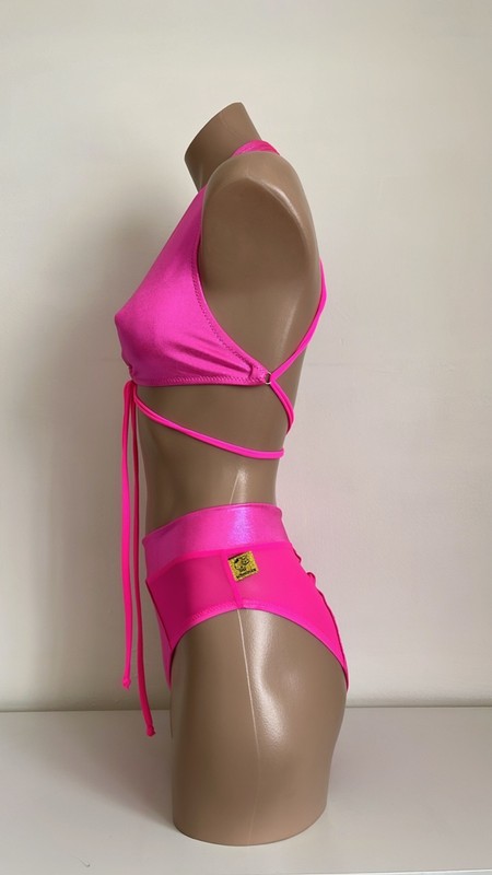 Schminke 🤖 Hybrid set pole dance wear wet hologram mesh bottoms briefs halter gallery