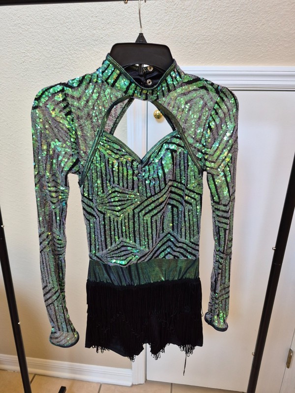Iridescent sequined Weissman dance costume, size SA