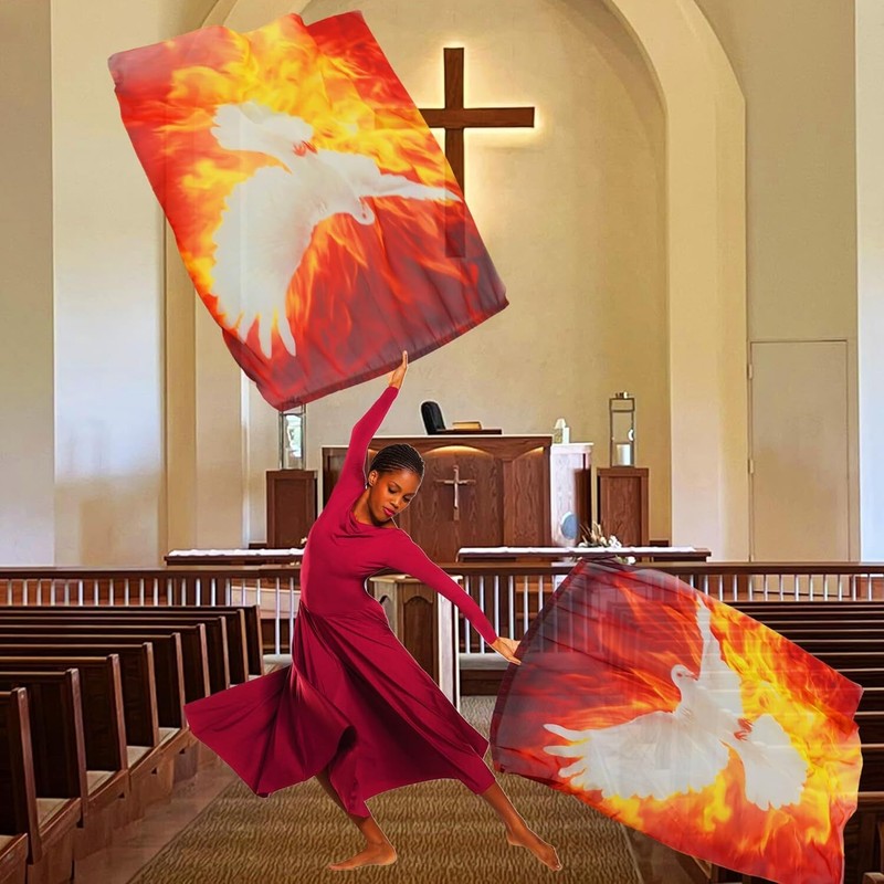 54"x45" Worship Flags for Church Praise Dance Women Art Show Chiffon Flags Flex gallery