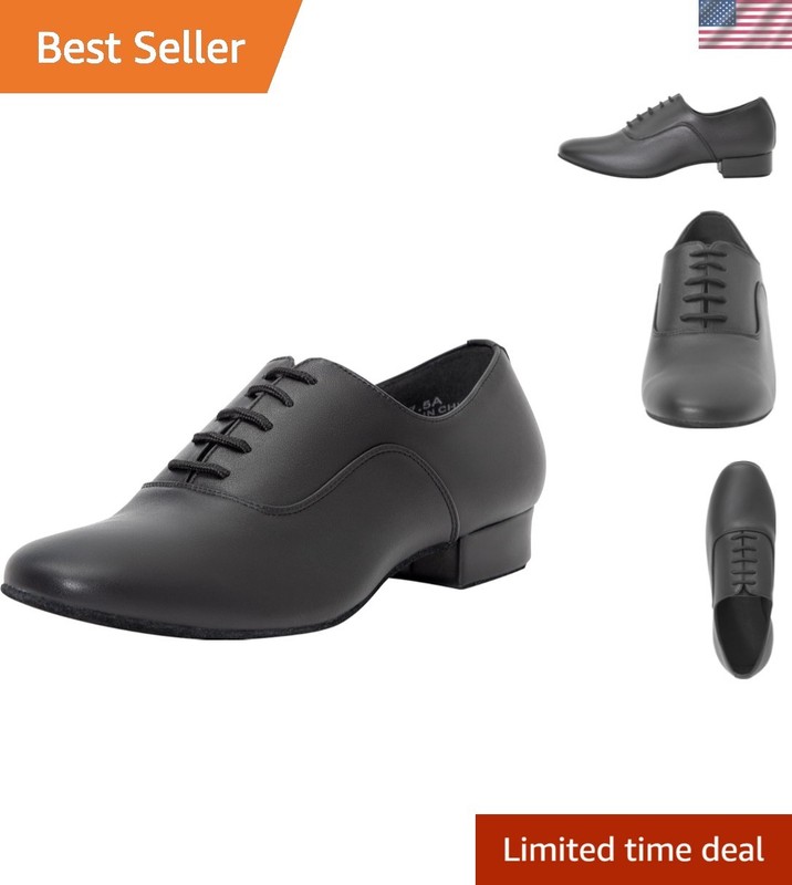 Men’s Latin Dance Shoes 1 Inch Leather Sole Ballroom Salsa Tango Waltz Charac…