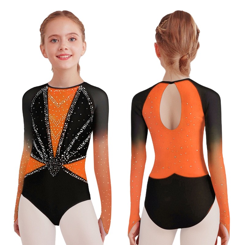 Girls Bodysuit Ballroom Leotard Athletic Unitard Festival Jumpsuit Fitness Yoga