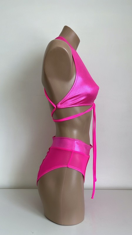 Schminke 🤖 Hybrid set pole dance wear wet hologram mesh bottoms briefs halter gallery