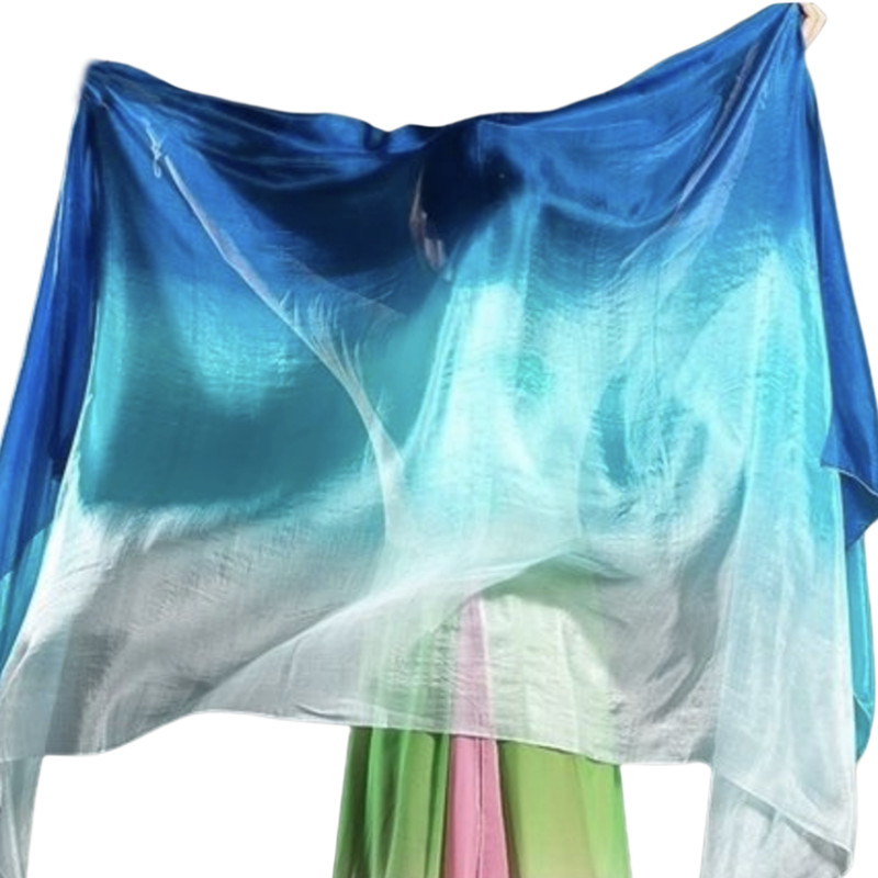 20 Colors Belly Dance 100% Silk Veil Gradient Color Hand Tossed Scarf 250*114CM