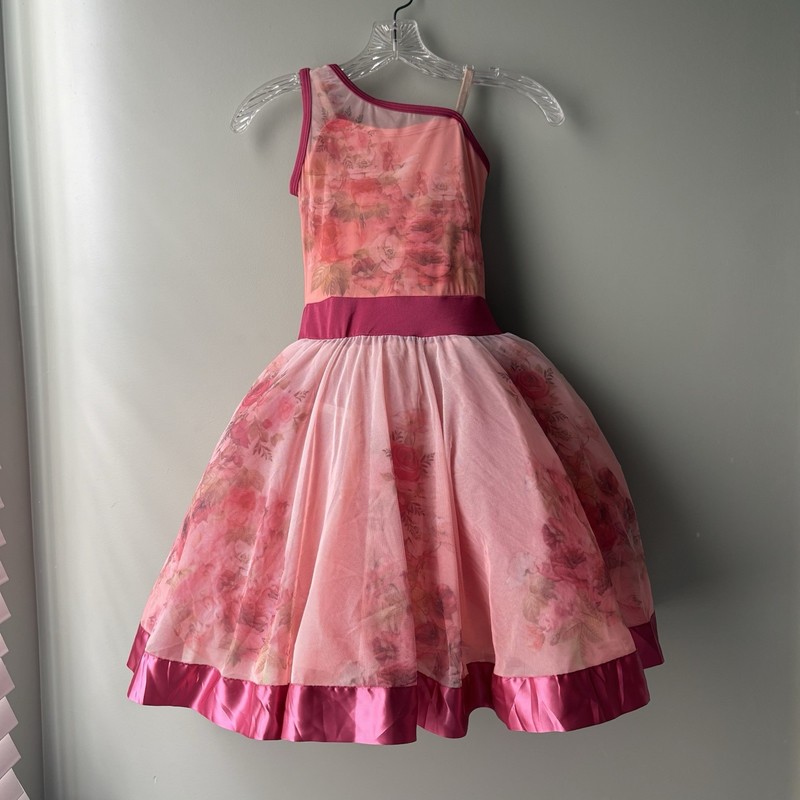 Curtain Call Dance Costume C2363 CME Medium Floral Pink One Shoulder Ballet Tutu