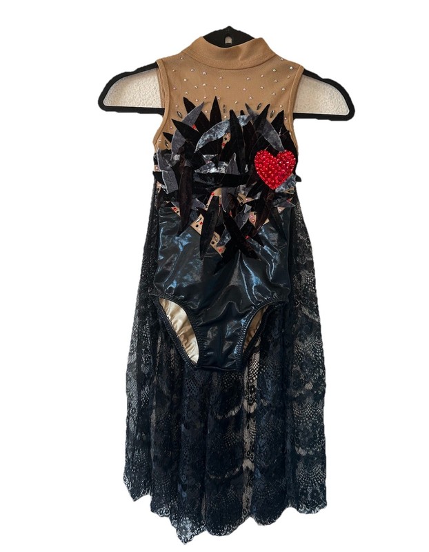 Anna Bartoletti Gothic Showgirl Leotard Costume Red Heart Lace XS