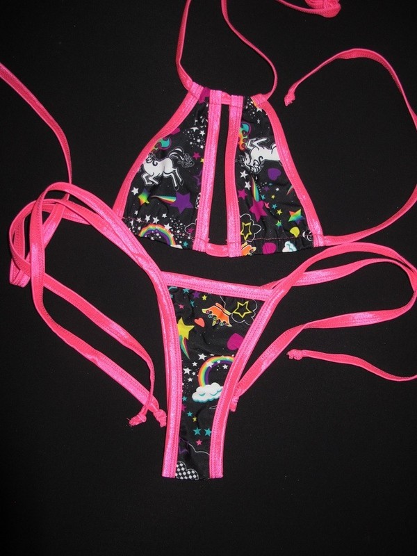 Unicorn Multicolor Sasha Exotic Dancewear Stripper Thong Bikini Sexy Exoticwear